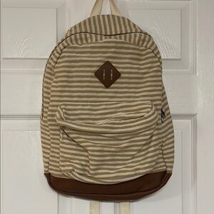 Striped Tan and Brown Backpack
